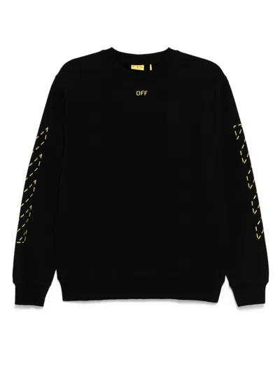 Off-white Kids' Arrow Stitched Crewneck Sweatshirt In Black