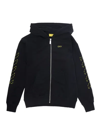 OFF-WHITE BLACK HOODIE WITH ARROW DETAIL IN COTTON BOY