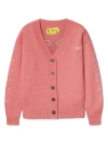 Off-white Pink Arrow Stitched Knitted Cardigan In Pink