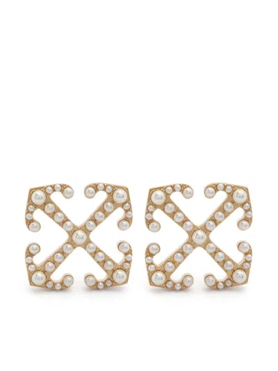 Off-white Arrow Design Brass Earrings For Women In Gold