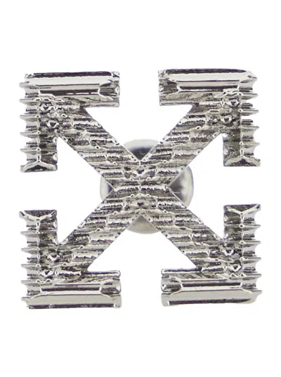 OFF-WHITE ARROW TEXTURED MONO EARRING