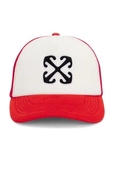 Off-white Curved Brim Mesh Back Trucker Hat In Multicolor