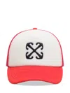 Off-white Curved Brim Mesh Back Trucker Hat In Multicolor