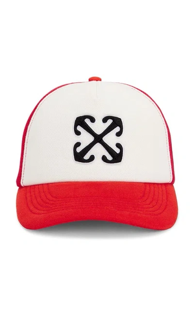 Off-white Curved Brim Mesh Back Trucker Hat In Multicolor