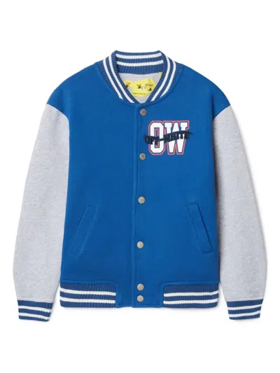 Off-white Kids' Arrow Varsity Jacket In Blue
