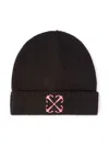Off-white Arrow Wool-cotton Beanie In Black