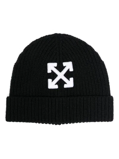 Off-white Arrows Beanie Hat In 黑色