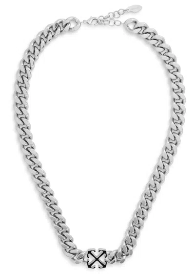Off-white Arrows Chunky Chain Necklace In Silver