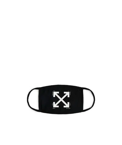 Off-white Arrows Cotton Face Mask In Black