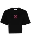 Off-white Crop T-shirt In Black Cotton In Black