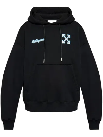 Off-white Arrows-embroidered Hoodie In Black
