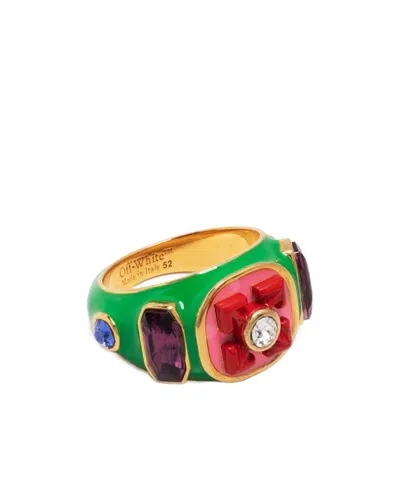 Off-white Arrows Enamel Ring In Red