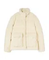 Off-white Arrows Fleece-texture Puffer Jacket In Nude