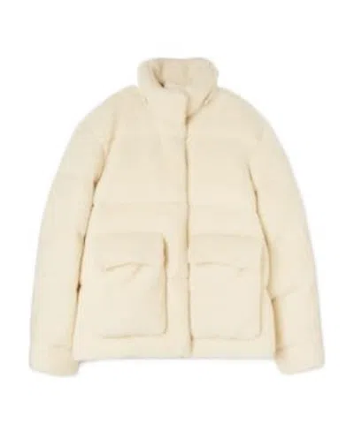 Off-white Arrows Fleece-texture Puffer Jacket In Nude