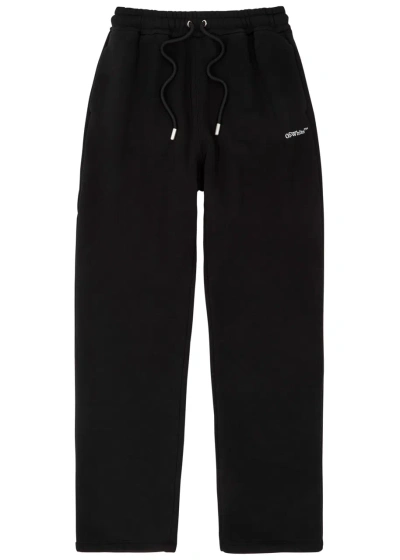 Off-white Arrows Logo Cotton Sweatpants In Black And White