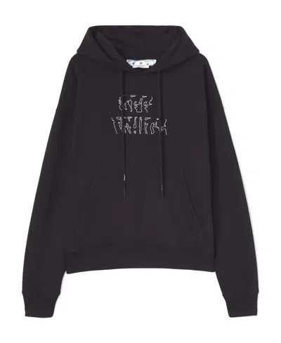 Off-white Arrows-logo Drawstring Hoodie In Black