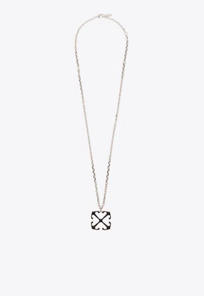 Off-white Arrows Pendant Necklace In Silver