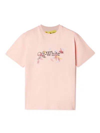 Off-white Kids' Arrows Logo-print T-shirt In Pink