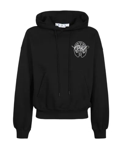 OFF-WHITE OFF-WHITE LOGO PRINTED DRAWSTRING HOODIE