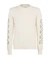 Off-white Off White Men Diag Outline Knit Crewneck In White