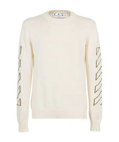 Off-white Arrows Long-sleeve Knitted Jumper In Creme Brulee