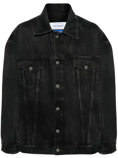 Off-white Arrows-motif Denim Jacket In 1300 Vintage Black No Color