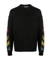 Off-white Brushed Wool Crew-neck Sweater With Contrasting Logo In Black