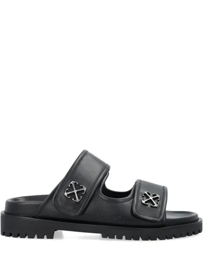 Off-white Arrow-buckles Leather Sandals In Black