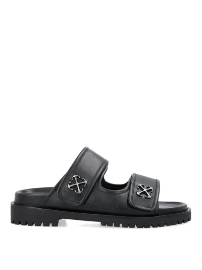 Off-white Arrows-motif Leather Sandals In Black