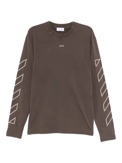 Off-white Arrows-motif Long-sleeve T-shirt In Brown