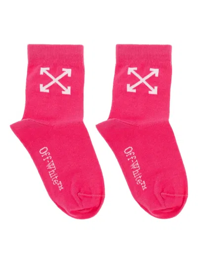 Off-white Kids' Arrows-motif Socks In Pink