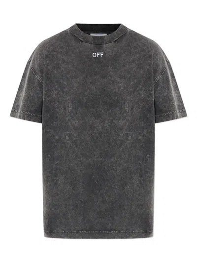 Off-white Check Flan Arrow Logo Tee In Black