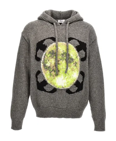 Off-white Arrows Motif Wool Hoodie In Gray