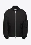 Off-white Off White Oversized Nylon Bomber Jacket In Black