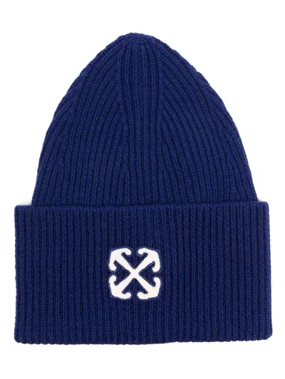 Off-white Arrows-patch Beanie In 蓝色