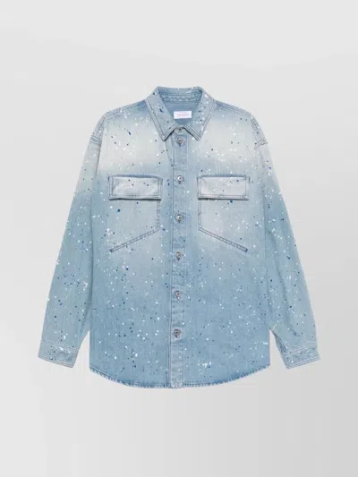 Off-white Arrows Pattern Shirt With Chest Pockets In Blue