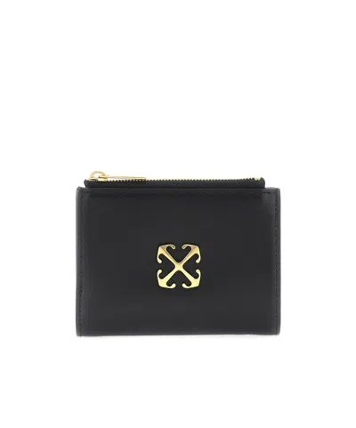 Off-white Arrows-plaque Leather Wallet In Green