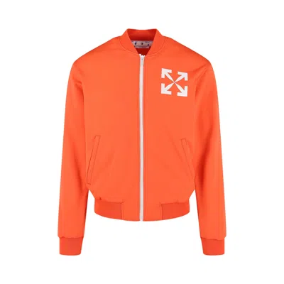 Pre-owned Off-white Arrows Print Bomber Track Jacket 'orange/white'
