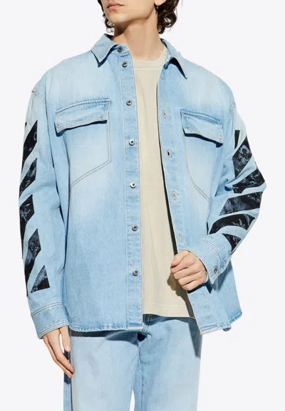 OFF-WHITE ARROWS PRINT DENIM BUTTONED SHIRT