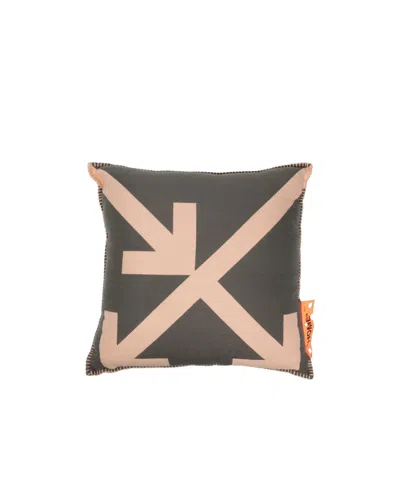 Off-white Arrows-print Wool-blend Cushion In Black