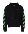 Off-white Arrows-print Zip-up Cotton Hoodie In Black