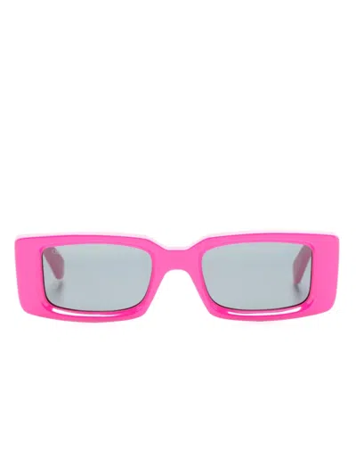 Off-white Arrows Rectangle-frame Sunglasses In Pink