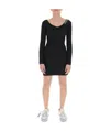 Off-white Arrows Ribbed-knit Minidress In Black