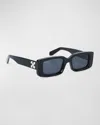 Off-white Arthur Acetate Rectangle Sunglasses In Black