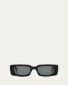 Off-white Arthur Acetate Rectangle Sunglasses In Black Dark Grey
