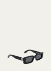Off-white Arthur Acetate Rectangle Sunglasses In Black/dark Grey