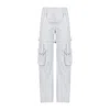 OFF-WHITE ARTIC ICE WHITE COTTON CARGO POCKET OVER PANTS