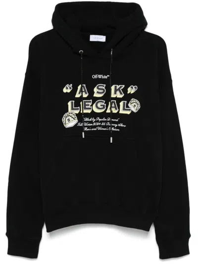 Off-white Mens Legal Skate Kangaroo-pocket Relaxed-fit Cotton-jersey Hoody Black In 1001 Black - White