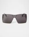 Off-white Aspen Arrow Square Sunglasses In 7207 Silver Dark Grey