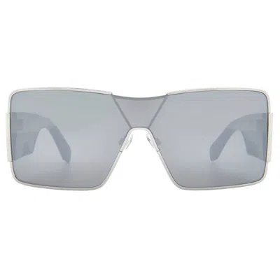 Off-white Aspen Silver Mirror Shield Unisex Sunglasses Oeri14g 7272 141 In Gray